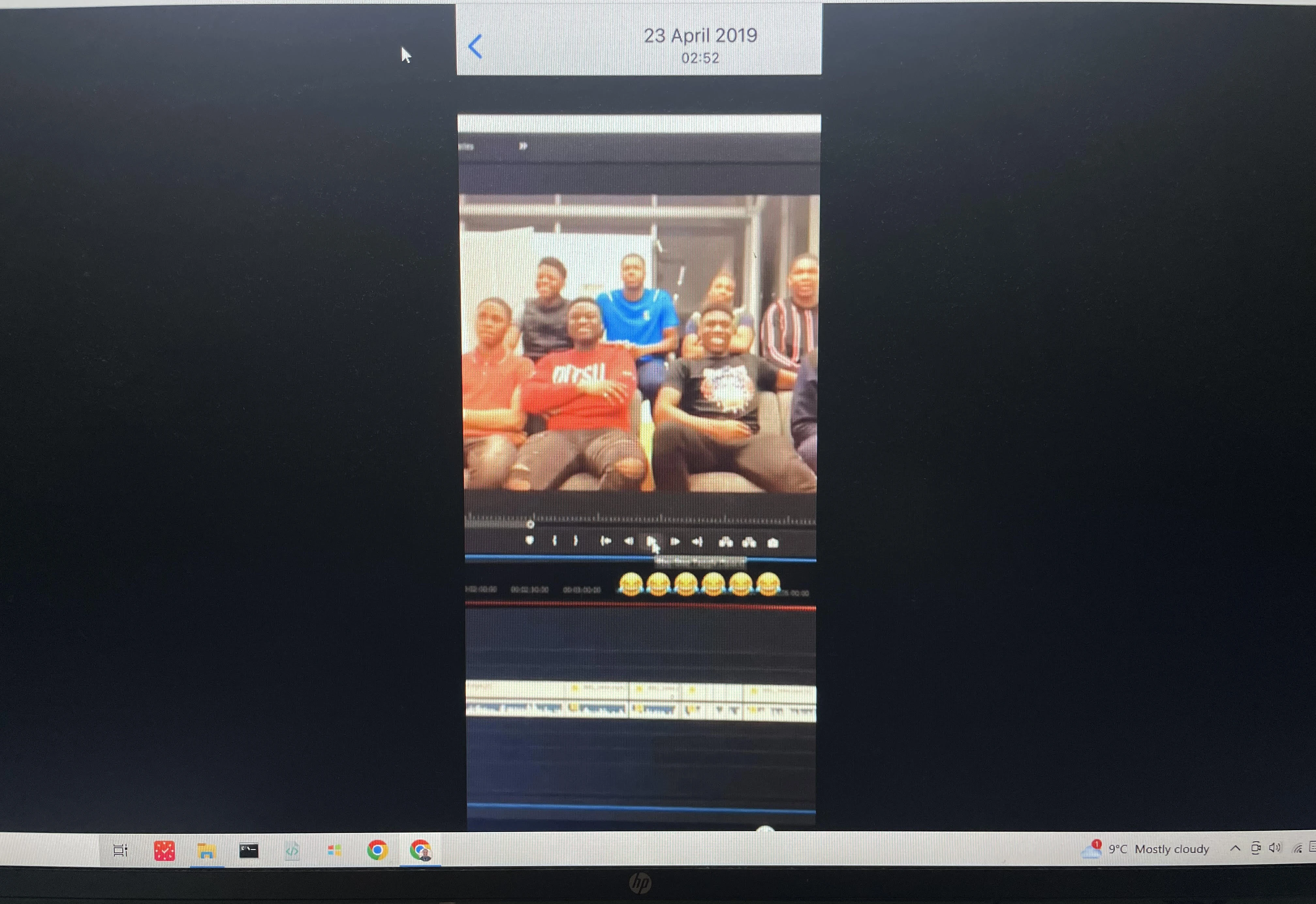 Screenshot of a message I sent after editing a YouTube video for the first time.